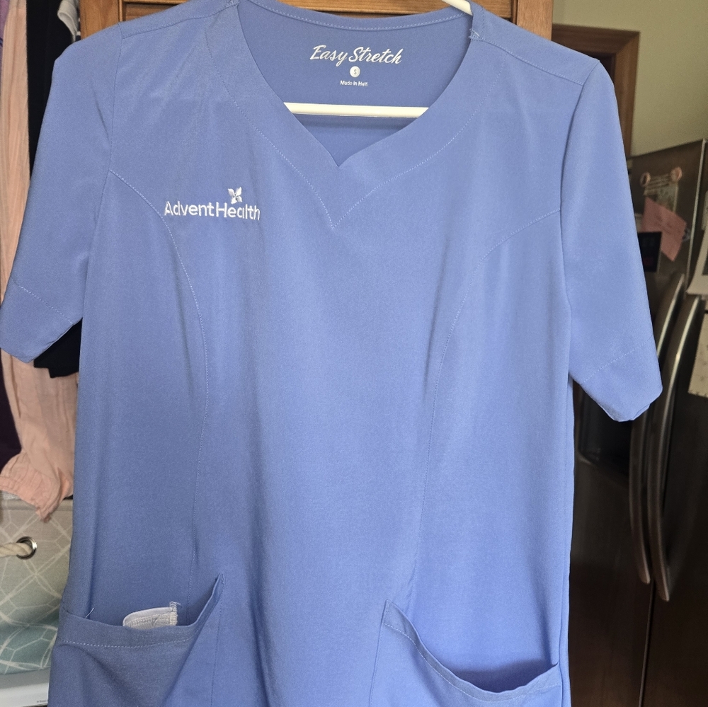 Uniform Advantage Easy Stretch Ceil Blue Scrub Top S Advent Health